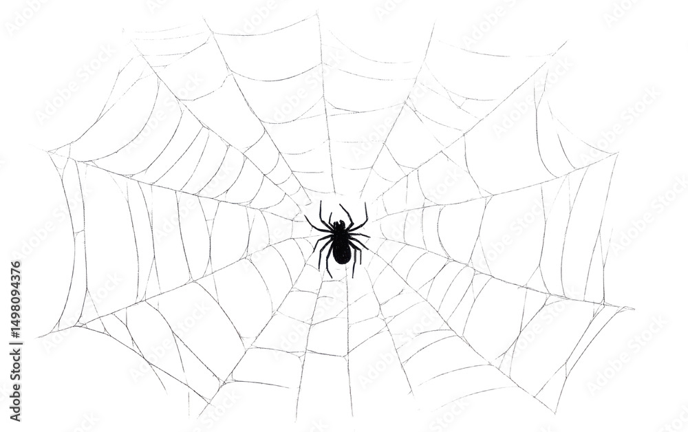 Fototapeta premium Spider web with a black spider in the center