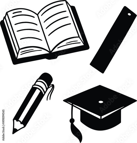 graduation cap icons set