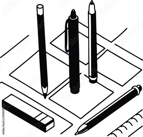 drawing of a pencil on a whiteboard