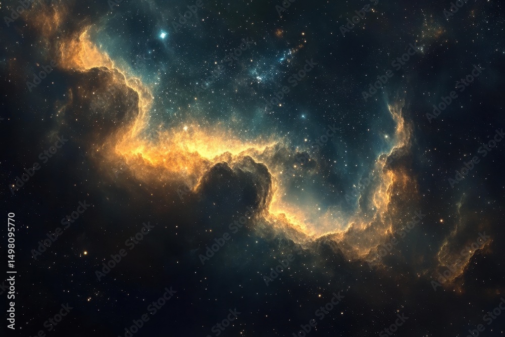 Fototapeta premium Stunning cosmic display of gas clouds and star formation in deep space, Beautiful cosmic Photo footage Gas clouds and stars