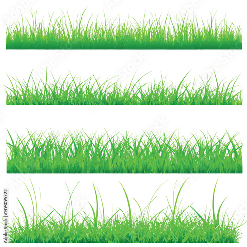set of green grass vector