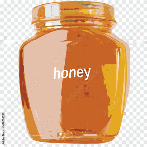 glass bottle with honey vector