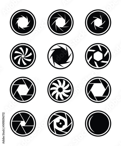 Icon vector for camera lens. Camera shutter icons. Diaphragm icon, photography symbol vector