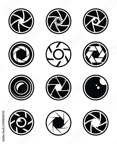 Camera Lens Vector Art. icon illustration for camera lens. Camera shutter icons. Diaphragm icon, photography symbol vector