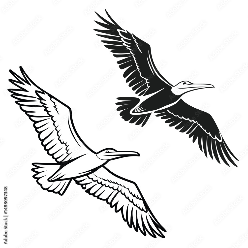 Obraz premium Minimal Bird Silhouette Icons Set with Black and Pastel Fill Vector