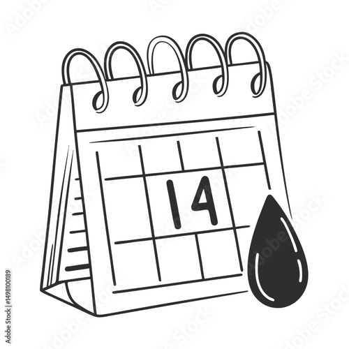 June 14 Calendar with Blood Drop Symbol Vector for Donor Day