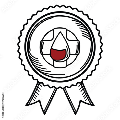 Certified Blood Donor Badge Icon Vector in Red and White Colors