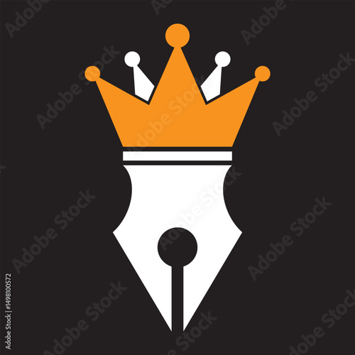 Pen crown logo vector illustration icon.