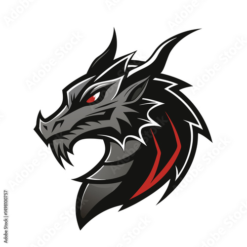 Wallpaper Mural Dragon head vector art illustration. Traditional  Chinese Dragon Silhouette with Zodiac Symbol and Crawling Details.  dragon logo design. Torontodigital.ca