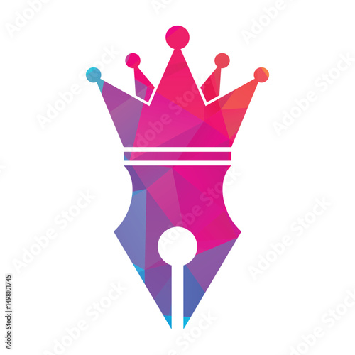 Pen crown logo vector illustration icon.