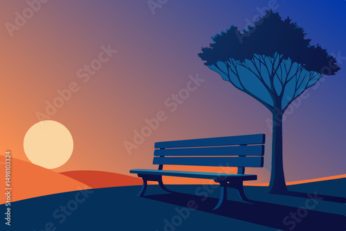 bench in the morning