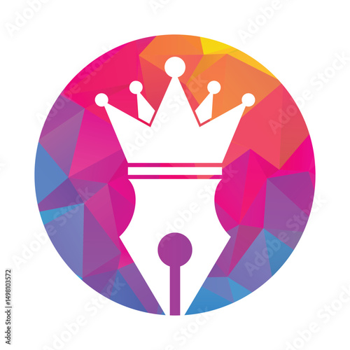 Pen crown logo vector illustration icon.