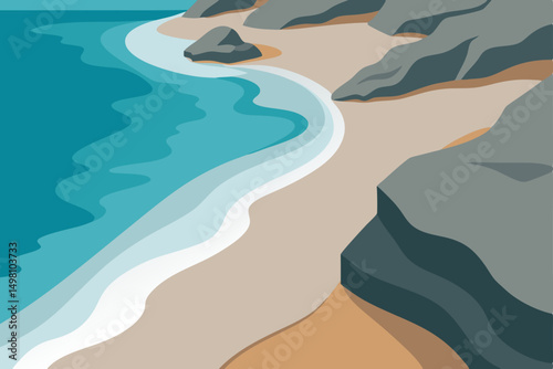 vector illustration of a beach