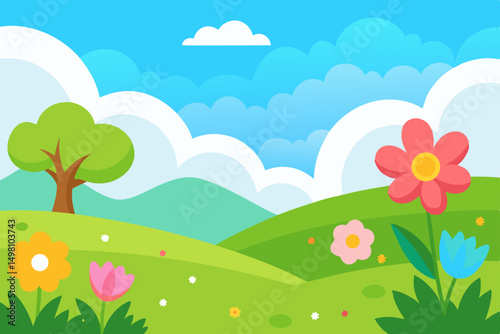 spring landscape with flowers