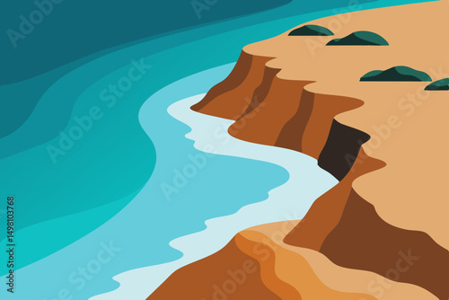 the photo shows a picturesque rocky beach
