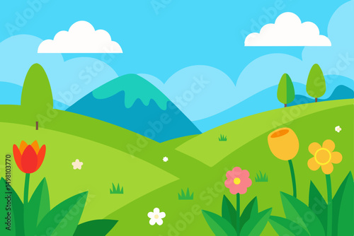 spring landscape with flowers