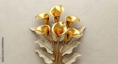 Elegant Golden Calla Lily Sculpture – Luxury Home Decoration

