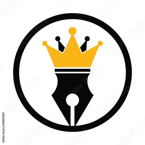 Pen crown logo vector illustration icon.