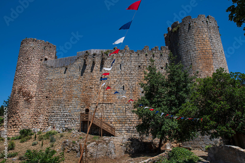 Cathar castle in the town of Villerouge Termenès in the south of France photo