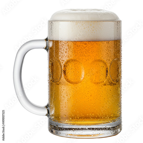 Mug of Beer with Foam isolated on transparent background, Beer in glass PNG 