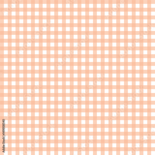 Light orange and white gingham seamless pattern with pastel checkered design for fabric, wrapping, and soft backgrounds