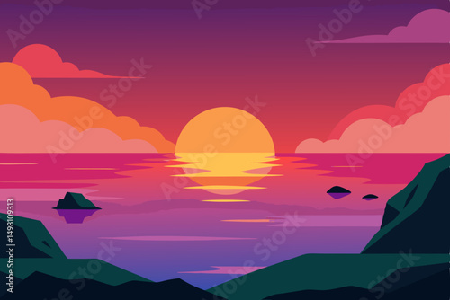 sunset over the sea background