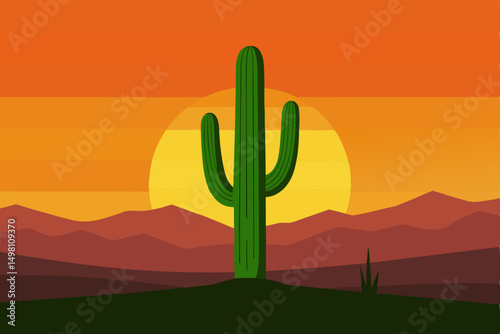 desert landscape with cactus background