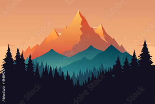 sunset in mountains