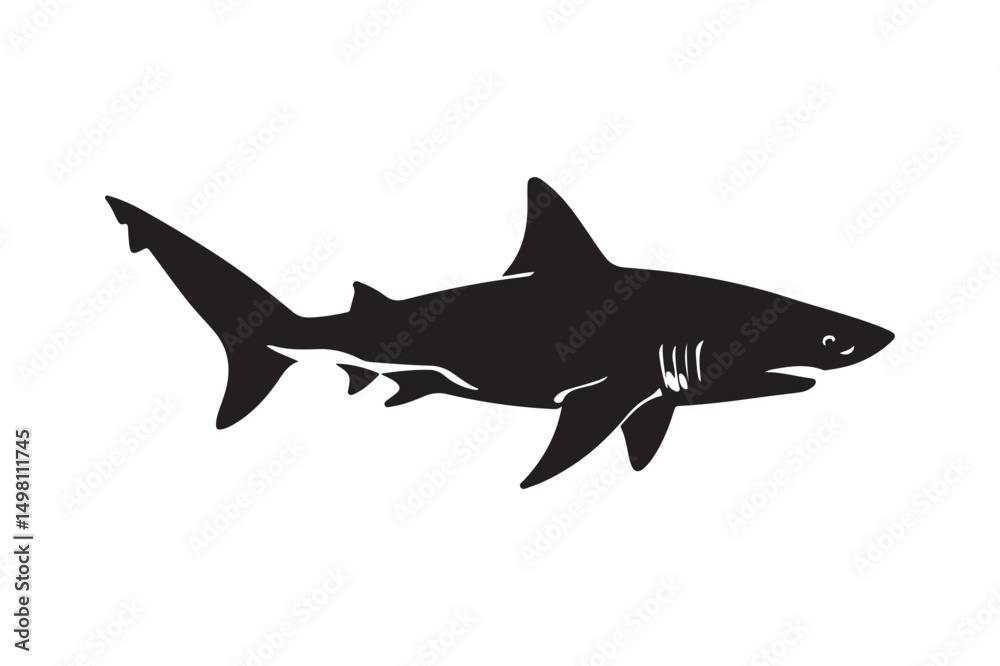 Fototapeta premium Shark Silhouette Vector Ocean Predator Fish Graphic Illustration