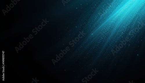 Abstract Dark Blue Gradient Texture Light Beam and Shimmering Particles Background