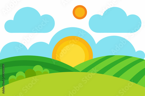 summer landscape with grass and sky