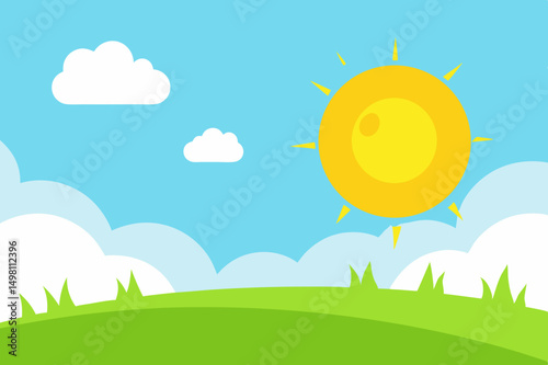 summer landscape with sun
