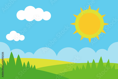 summer landscape with sun