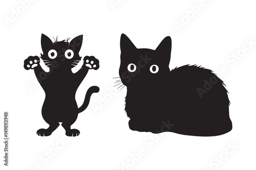 Standing Black Cat Silhouette Vector