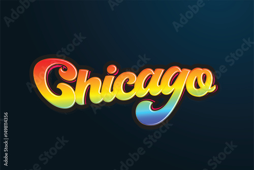 Chicago Hand Lettering Calligraphy Typography Graffiti Vector Template