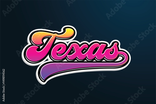Texas Hand Lettering Calligraphy Typography Vector Template