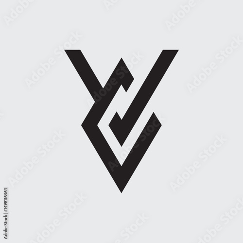 letter Cv or Vc line art simple logo