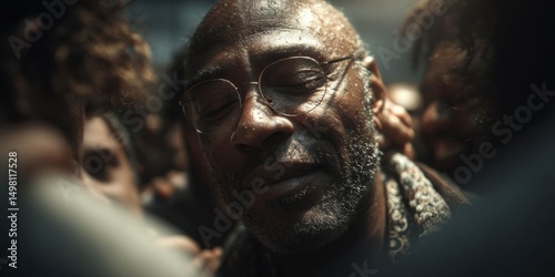 Supportive Group Therapy Session with Smiling African American Man