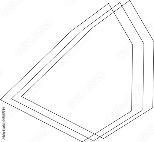 Overlapping irregular polygon composed of curved and soft-edged strokes forming a flowing geometric outline.