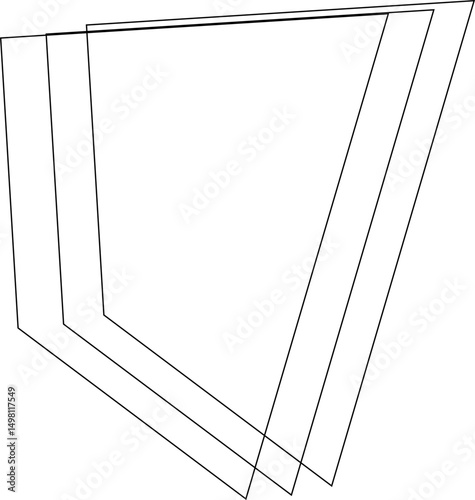 Layered abstract polygon featuring angled lines and varying edge lengths forming a complex geometry.