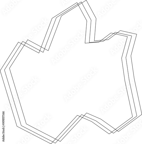 Basic polygonal design constructed from evenly spaced straight lines creating a clean overlapping form.