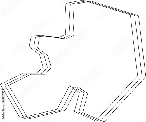 Collection of sharp-edged polygons stacked in irregular arrangement with minimal contour and intersecting outlines.