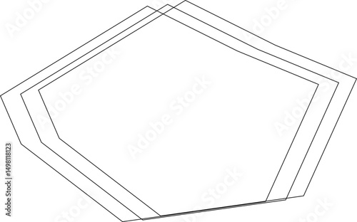 Overlapping irregular polygons arranged in squared structure with a combination of sharp and fluid angles.
