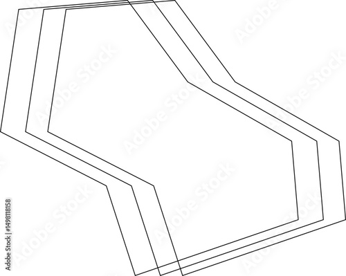 Composition of irregular polygon outlines arranged with sharp angles and intersecting lines.