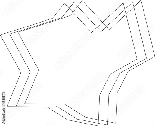 Outline of a squared polygon featuring overlapping sharp edges and irregular geometry.