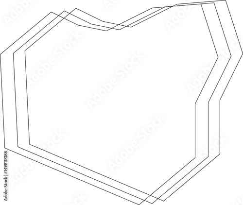 Irregular polygonal outline shape suggesting motion through sharp line extensions and dynamic overlap.