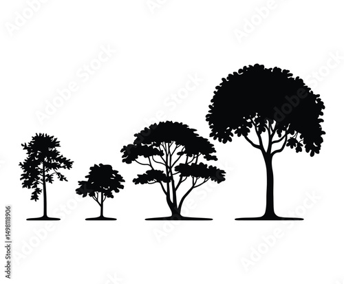Minimal Teak Tree Silhouette EPS Template Collection