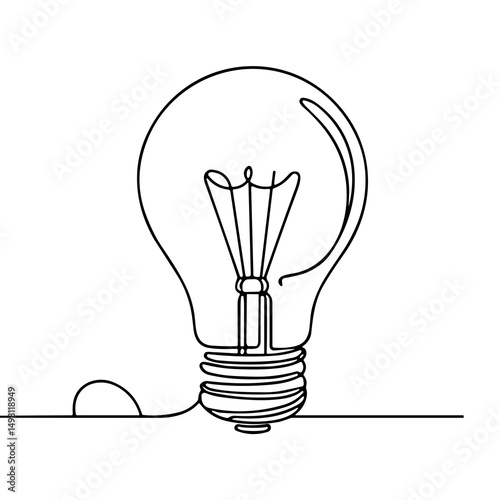 Outline illustration of a light bulb on a flat surface