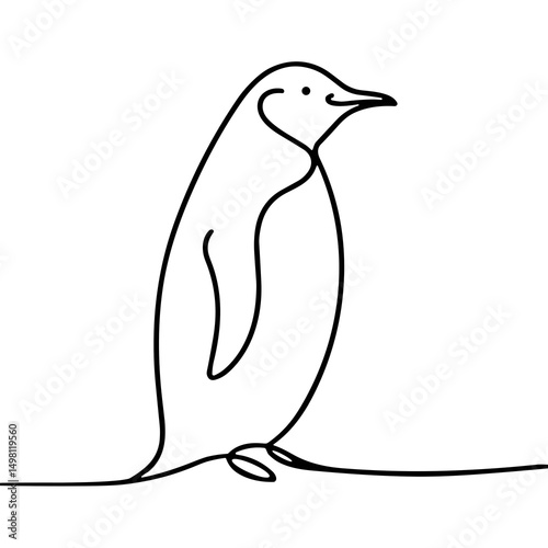 Line art drawing of a penguin standing gracefully  