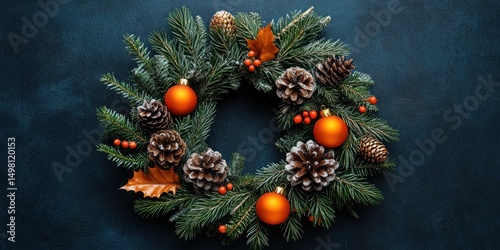 Elegant Christmas Wreath with Festive Ornaments